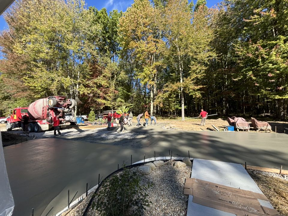 Driveway pour in the woods