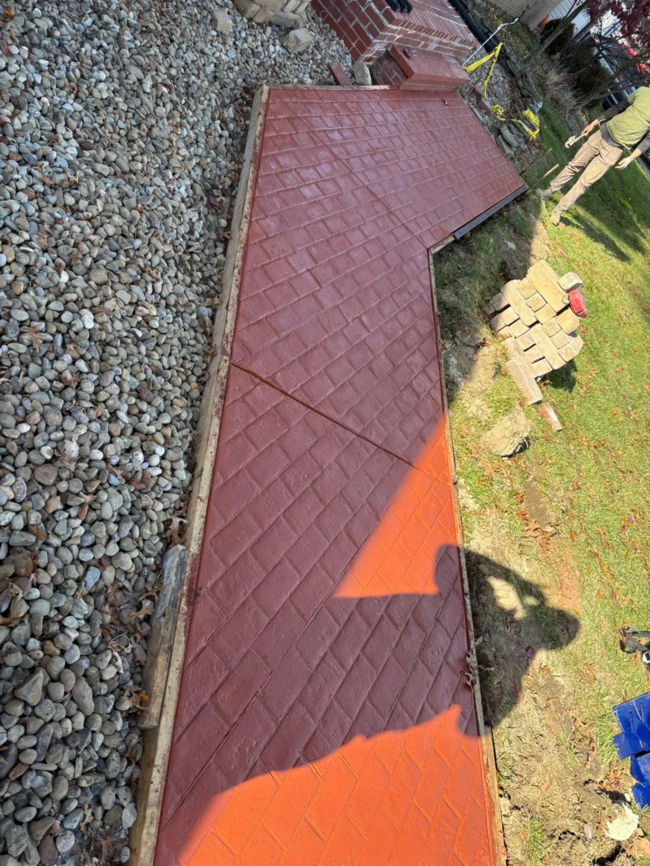 Red brick-pattern walkway